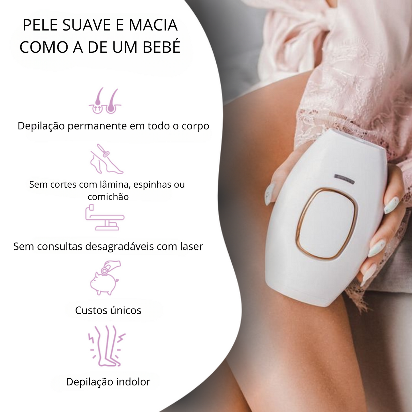 Velvixx Lumélia IPL, elimina os pêlos de forma definitiva, sem dor e em casa
