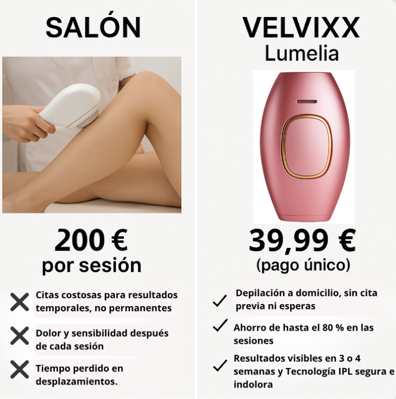 Velvixx Lumélia IPL, elimina el vello de forma definitiva, sin dolor y desde casa